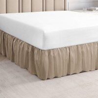 CGK Unlimited Bed Skirt Ruffled Microfiber 14 Inch Drop - King - Beige