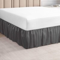 CGK Unlimited Bed Skirt Ruffled Microfiber 14 Inch Drop - King - Grey