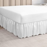 CGK Unlimited Bed Skirt Ruffled Microfiber 14 Inch Drop - King - White