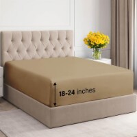 CGK Linens 21 Inch 400 Thread Count 100% Cotton Full Size Fitted Sheet - Beige
