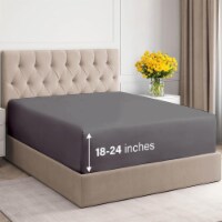 CGK Unlimited 21 Inch Extra Deep Pocket Fitted Sheet 100% Cotton 400TC - Full - Dark Grey