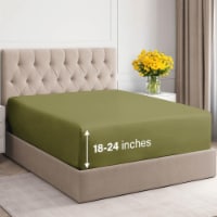 CGK Linens 21 Inch 400 Thread Count 100% Cotton Full Size Fitted Sheet - Sage Green