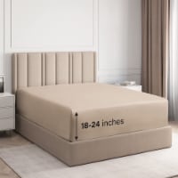 CGK Unlimited 21 Inch Extra Deep Pocket Fitted Sheet 100% Cotton 400TC - Twin - Cream