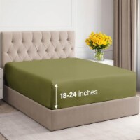 CGK Linens 21 Inch 400 Thread Count 100% Cotton King Size Fitted Sheet - Sage Green