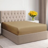 CGK Linens 14 to 16 Inch 400 Thread Count 100% Cotton Full Size Fitted Sheet - Beige