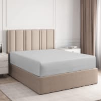 CGK Linens Cotton Fitted Sheet 14 - 16 Deep Pocket - Twin - Light Grey