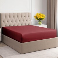 CGK Linens 14 to 16 Inch 400 Thread Count 100% Cotton King Size Fitted Sheet - Burgundy