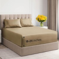 CGK Linens 21 Inch 400 Thread Count 100% Cotton Full 3 Piece Sheet Set - Cream