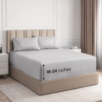 CGK Linens 21 Inch 400 Thread Count 100% Cotton Full 3 Piece Sheet Set - Light Grey