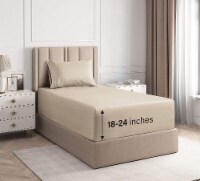 CGK Linens 21 Inch 400 Thread Count 100% Cotton Twin 3 Piece Sheet Set - Cream