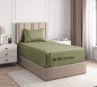 CGK Linens 21 Inch 400 Thread Count 100% Cotton Twin 3 Piece Sheet Set - Sage Green