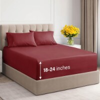 CGK Linens 21 Inch 400 Thread Count 100% Cotton King 3 Piece Sheet Set - Burgundy