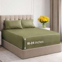 CGK Linens 21 Inch 400 Thread Count 100% Cotton King 3 Piece Sheet Set - Sage Green Perspective: Main