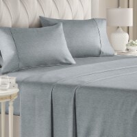CGK Unlimited 4 Piece Deep Pocket Microfiber (Heathered) Sheet Set - King - Heathered Blue