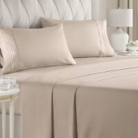 CGK Unlimited 4 Piece Deep Pocket Microfiber (Muted, Vibrant) Sheet Set - Cal King - Wheat