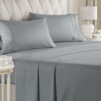 CGK Unlimited 4 Piece Deep Pocket Microfiber (Muted, Vibrant) Sheet Set - King - Steel Blue