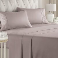 CGK Unlimited 4 Piece Deep Pocket Microfiber (Muted, Vibrant) Sheet Set-King-Thistle Purple