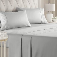 CGK Unlimited 4 Piece Deep Pocket Microfiber (Muted, Vibrant) Sheet Set - Queen - French Grey