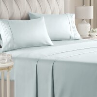 CGK Unlimited 4 Piece Deep Pocket Microfiber (Muted, Vibrant) Sheet Set - Queen - Ice Blue