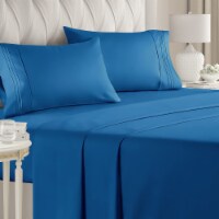CGK Linens 4 Piece Microfiber Sheet Set - Queen - Royal Blue