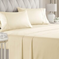 CGK Unlimited 4 Piece Deep Pocket Microfiber (Muted, Vibrant) Sheet Set - Queen - Off White