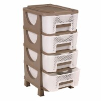 Homeplast Venus 30 In Tall Plastic 4 Drawer Home Storage Organizer Shelf, Beigw
