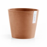 Ecopots Amsterdam Modern Round Recycled Plastic Planter Flower Pot, Terracotta, 8