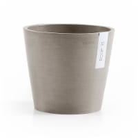 Ecopots Amsterdam Modern Round Recycled Mini Plastic Planter Flower Pot, Taupe, 5