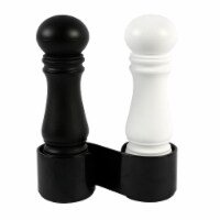 CrushGrind Mini Salt and Pepper Table Grinder Set of 2 With Stand Black & White