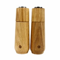 CrushGrind Champagne Salt Pepper Spice Mill 2 Pc Set Ceramic Grinder Oak 167mm