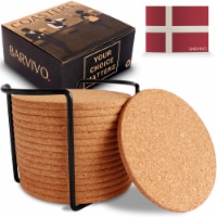 Barvivo Classic 16 Pc Cork Coasters w/ Holder - Drinks, Coffee & Table Tops
