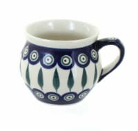 Blue Rose Polish Pottery Peacock Medium Bell Shape Mug
