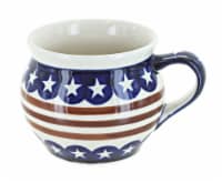 Blue Rose Polish Pottery Stars & Stripes Bell Shaped Mug