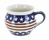 Blue Rose Polish Pottery Stars & Stripes Bell Shaped Mug