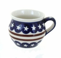 Blue Rose Polish Pottery Stars & Stripes Medium Bell Shape Mug
