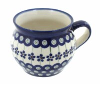 Blue Rose Polish Pottery Flowering Peacock Bell Shaped Mug