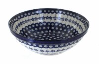 Blue Rose Polish Pottery Flowering Peacock Large Serving Bowl