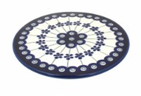 Blue Rose Polish Pottery Flowering Peacock Trivet