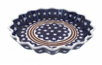 Blue Rose Polish Pottery Stars & Stripes Quiche Dish