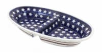 Blue Rose Polish Pottery Stars & Stripes Divided Dish