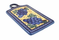Blue Rose Polish Pottery Grapes Cutting Board with Cobalt Trim
