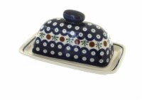 Blue Rose Polish Pottery Nature Butter Dish