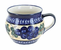 Blue Rose Polish Pottery Grapes Bell Shaped Mug