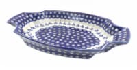 Blue Rose Polish Pottery Flowering Peacock Large Serving Tray