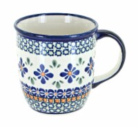 Blue Rose Polish Pottery Mosaic Flower Plain Coffee Mug