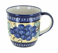 Blue Rose Polish Pottery Grapes Plain Coffee Mug with Cobalt Trim