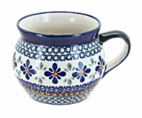 Blue Rose Polish Pottery Mosaic Flower Bell Shaped Mug