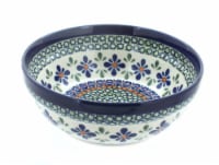 Blue Rose Polish Pottery Mosaic Flower Cereal/Soup Bowl