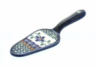 Blue Rose Polish Pottery Mosaic Flower Cake Server