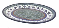 Blue Rose Polish Pottery Mosaic Flower Large Serving Platter